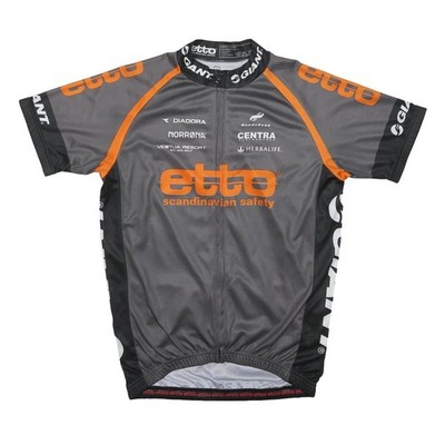 ETTO Mens Grey & Orange Cycling T-Shirt S Short Sleeve Crew Neck Sportswear