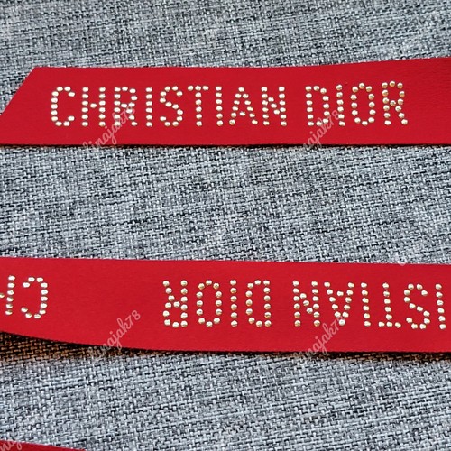 Dior Ribbon Red Satin-like with Gold Studded Lettering