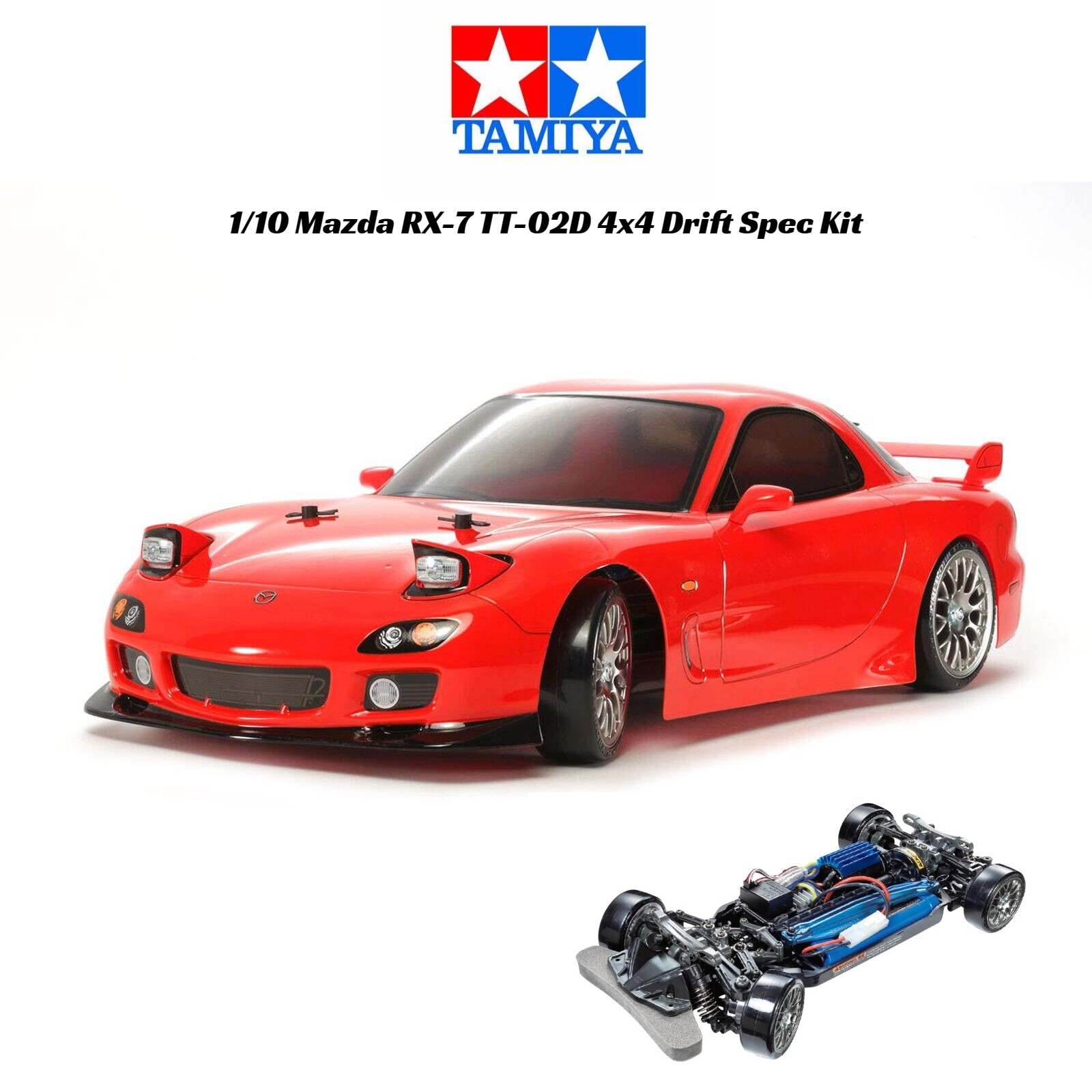 Tamiya 1/10 Mazda RX-7 TT-02D 4x4 Drift Spec Kit TAM58648A Tamiya 1/10 Mazda RX-7 TT-02D 4x4 Drift Spec Kit TAM58648A