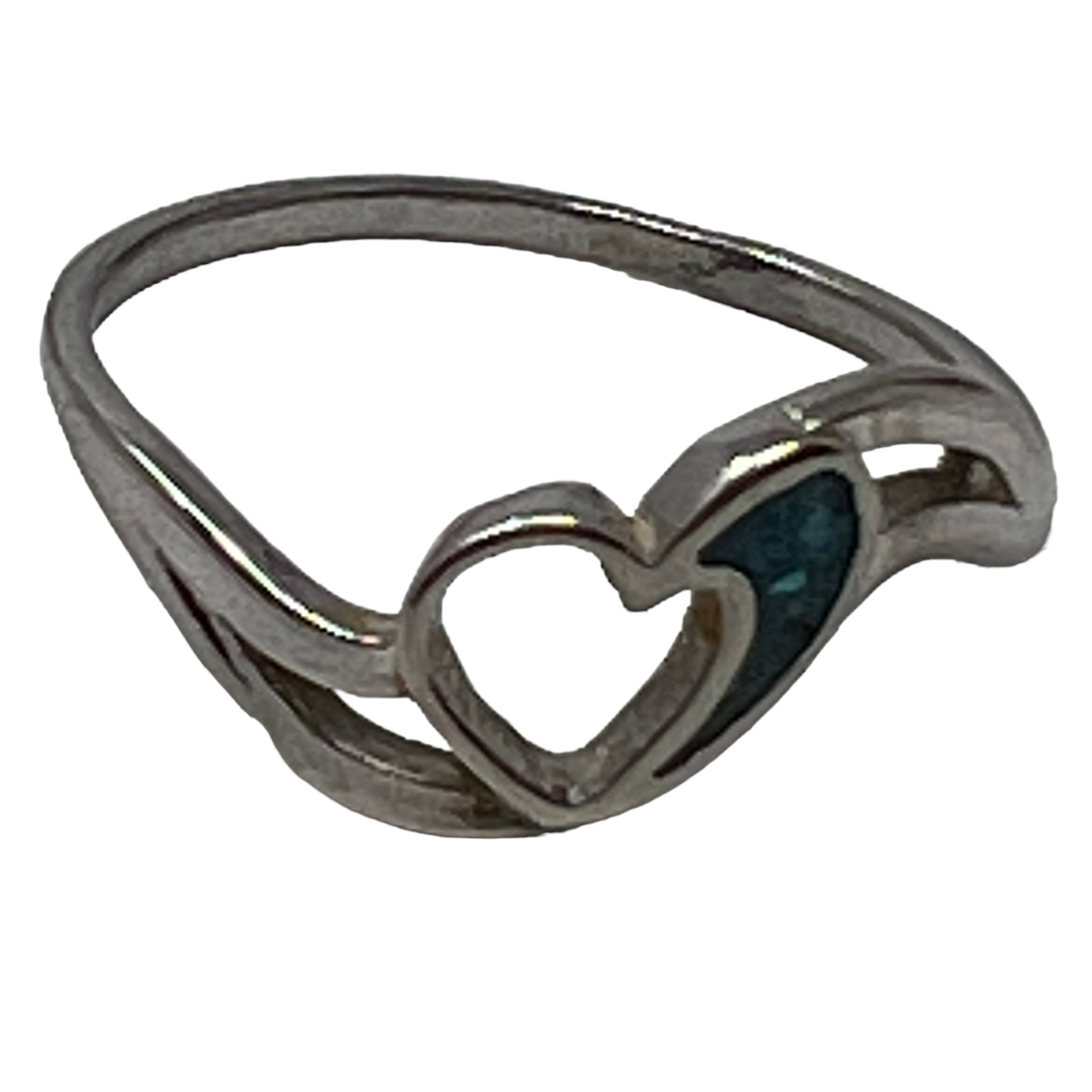 Womens Heart Ring Blue Stone Silver Tone Fashion Size 8 1/2