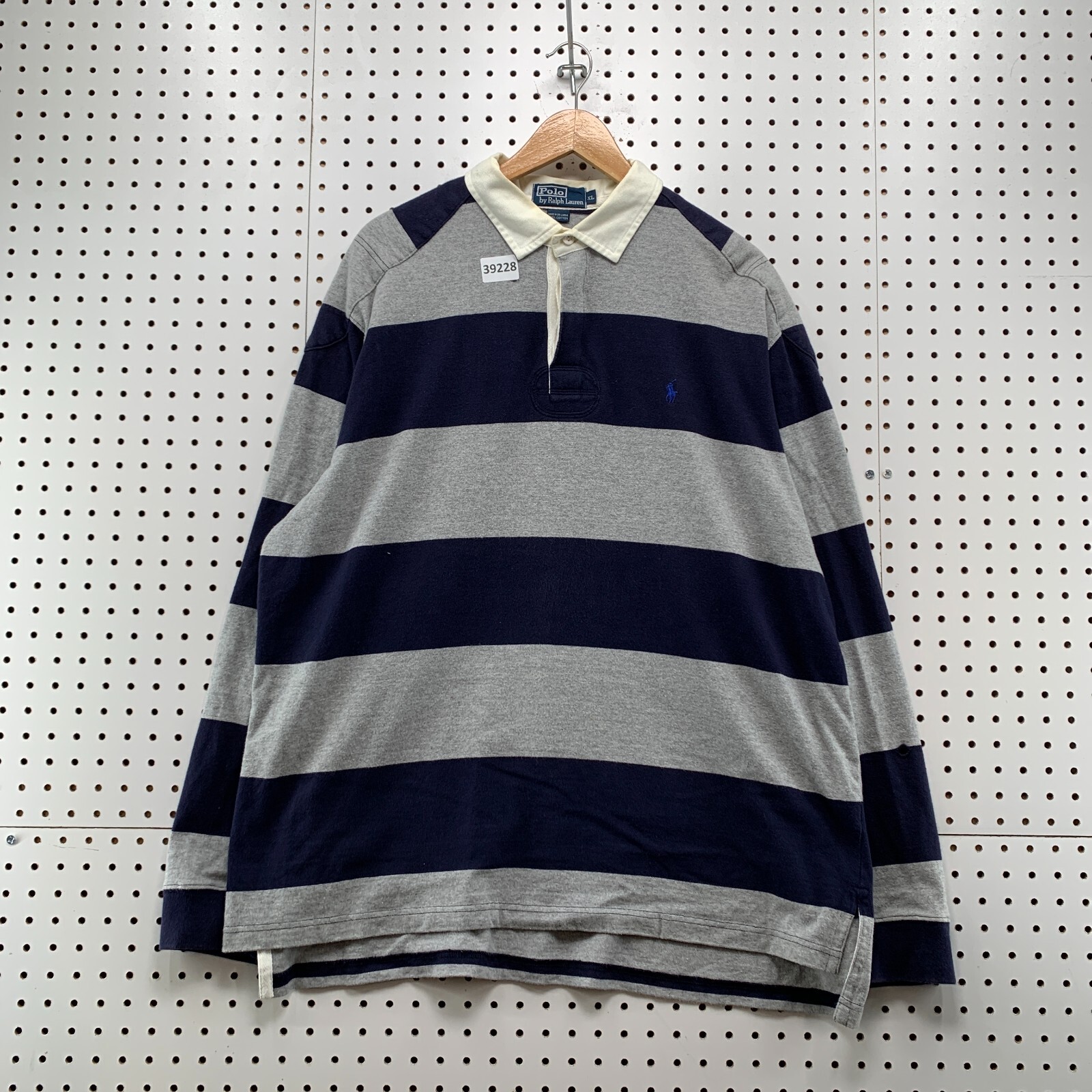 VTG Polo Ralph Lauren Rugby Striped Shirt Mens XL Gray