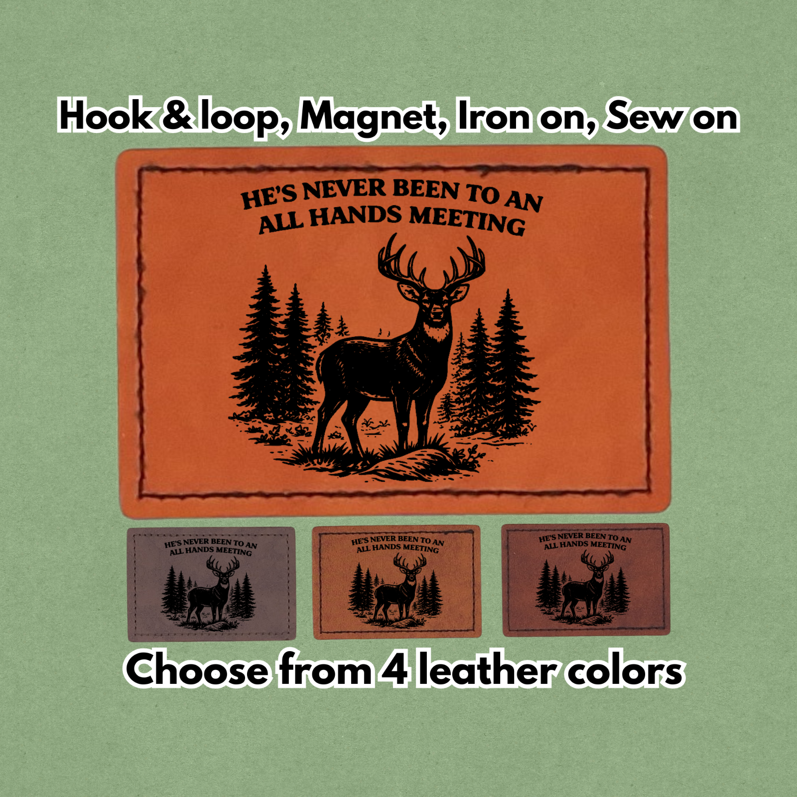 he's never been to a - Leather Patch - Magnet, Hook and Loop, Iron on and Sew on
