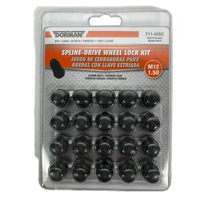 Dorman 711-355C Matte Black Spline Drive Wheel Lock Kit M12-1.50 New