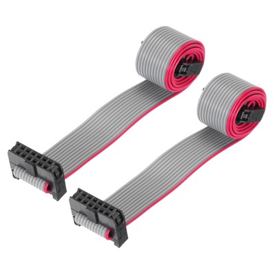 IDC 12Pin Flat Ribbon Cable 2.0mm Pitch FC to FC Connector 30cm Length Grey 2Pcs