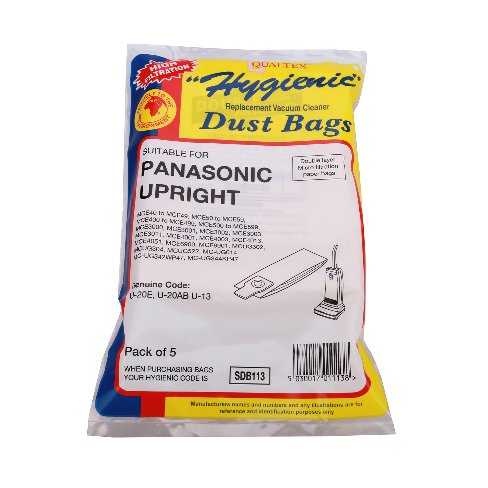 Panasonic U20E MCE Series High Quality Vacuum Cleaner Dust Bags Pack x