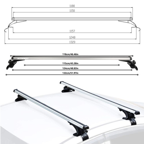 2x 46"Car Universal Top Roof Rack Cross Bar Luggage Cargo Carrier Rails Aluminum