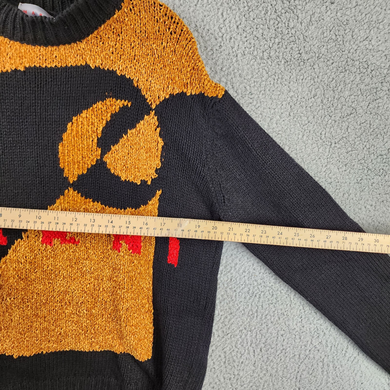 Pre-owned Marni X Carhartt Logo Intarsia Sweater Men's 48 Black/gold Wool-blend Longsleeve