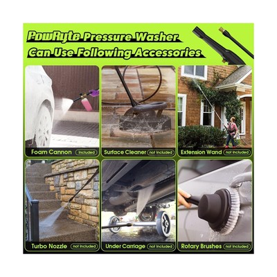 PowRyte Electric Pressure Washer with Hose Reel, Foam Cannon, 4 Different Pre...