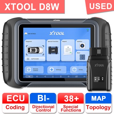 USED XTOOL D8W Wireless Bidirectional Scan Tool Topology OBD2 Scanner 38+ Resets