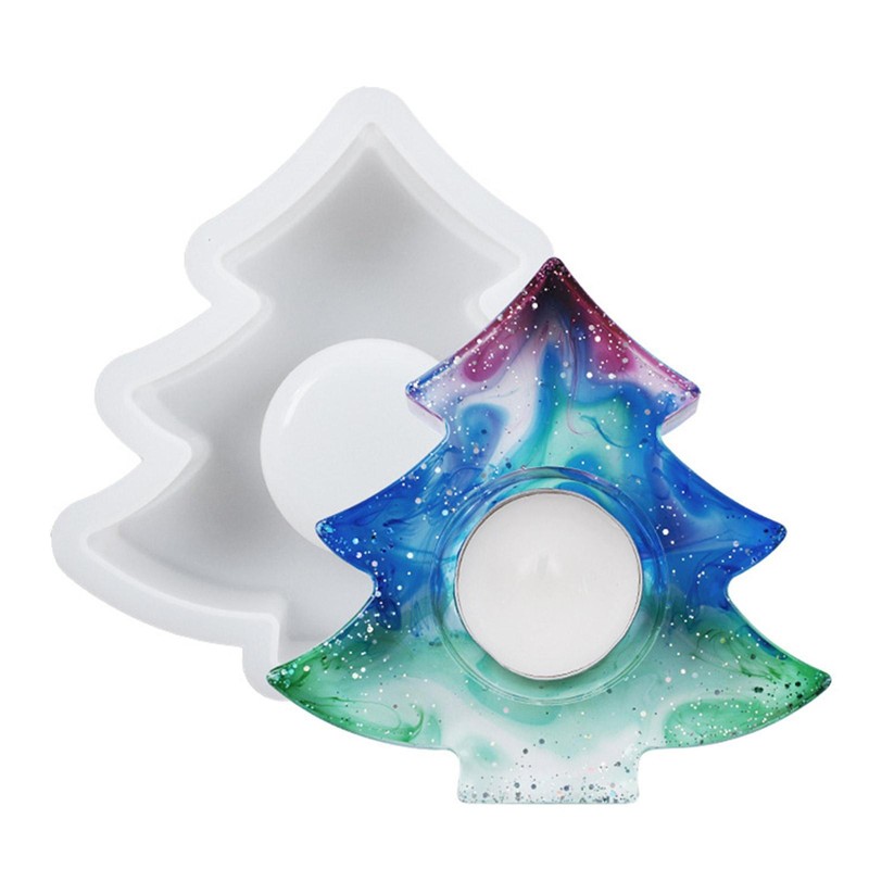 Christmas Candle Holder Resin Mold Snowflake Tree Silicone Mould Candle Holder