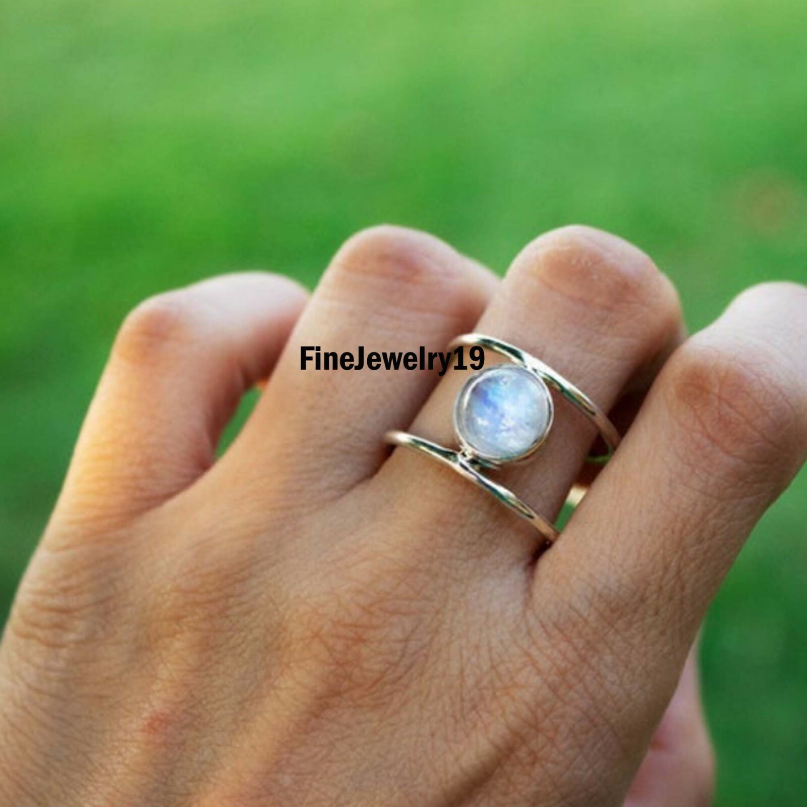 Rainbow Moonstone Ring 925 Sterling Silver Band Ring Rainbow Moonstone Ring 925 Sterling Silver Band Ring