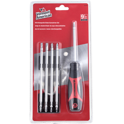 New Vermont American 9Pc Interchangeable Blade Screwdriver Set 012599