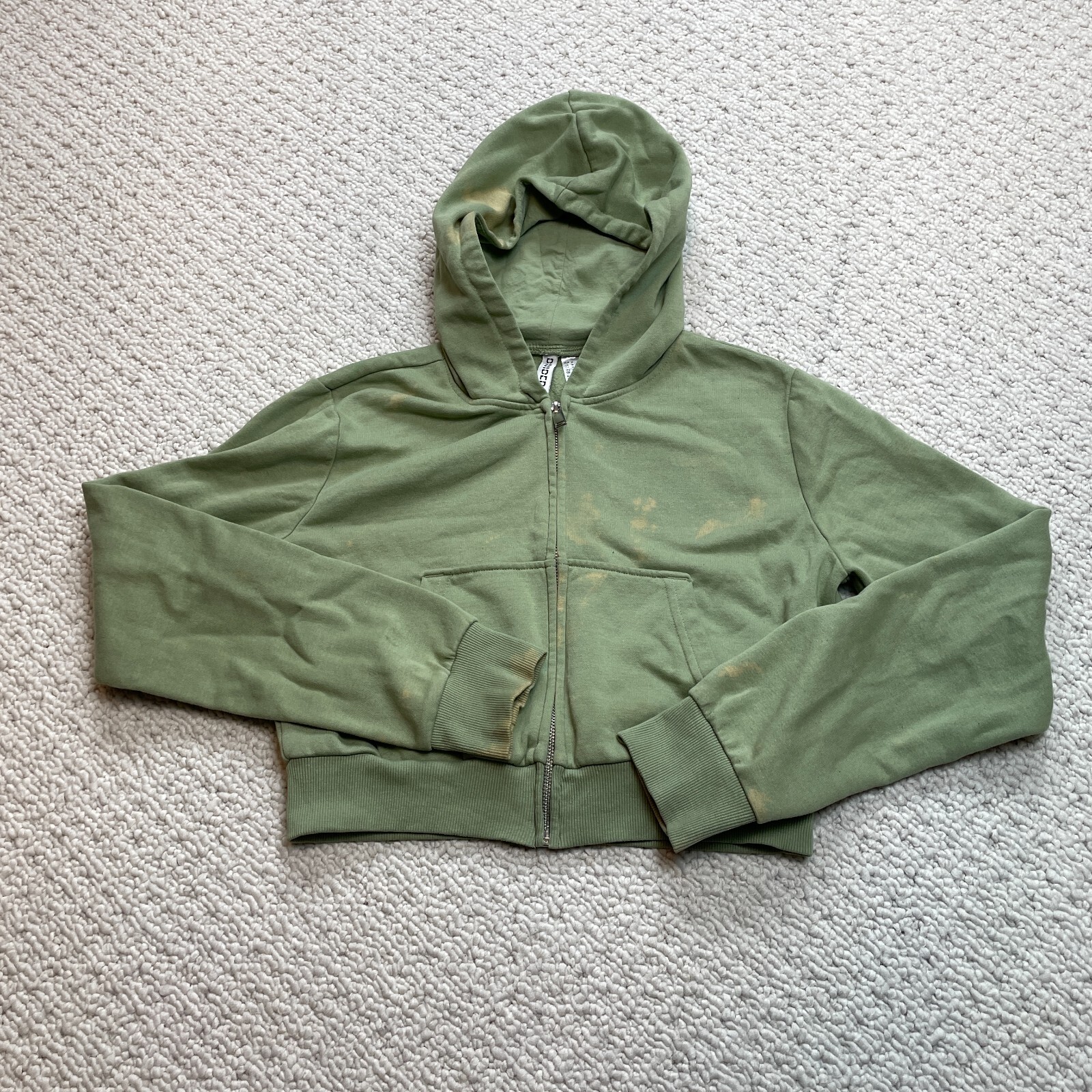 H&M Hoodie Sweatshirt Womens Medium Green Full Zip Solid