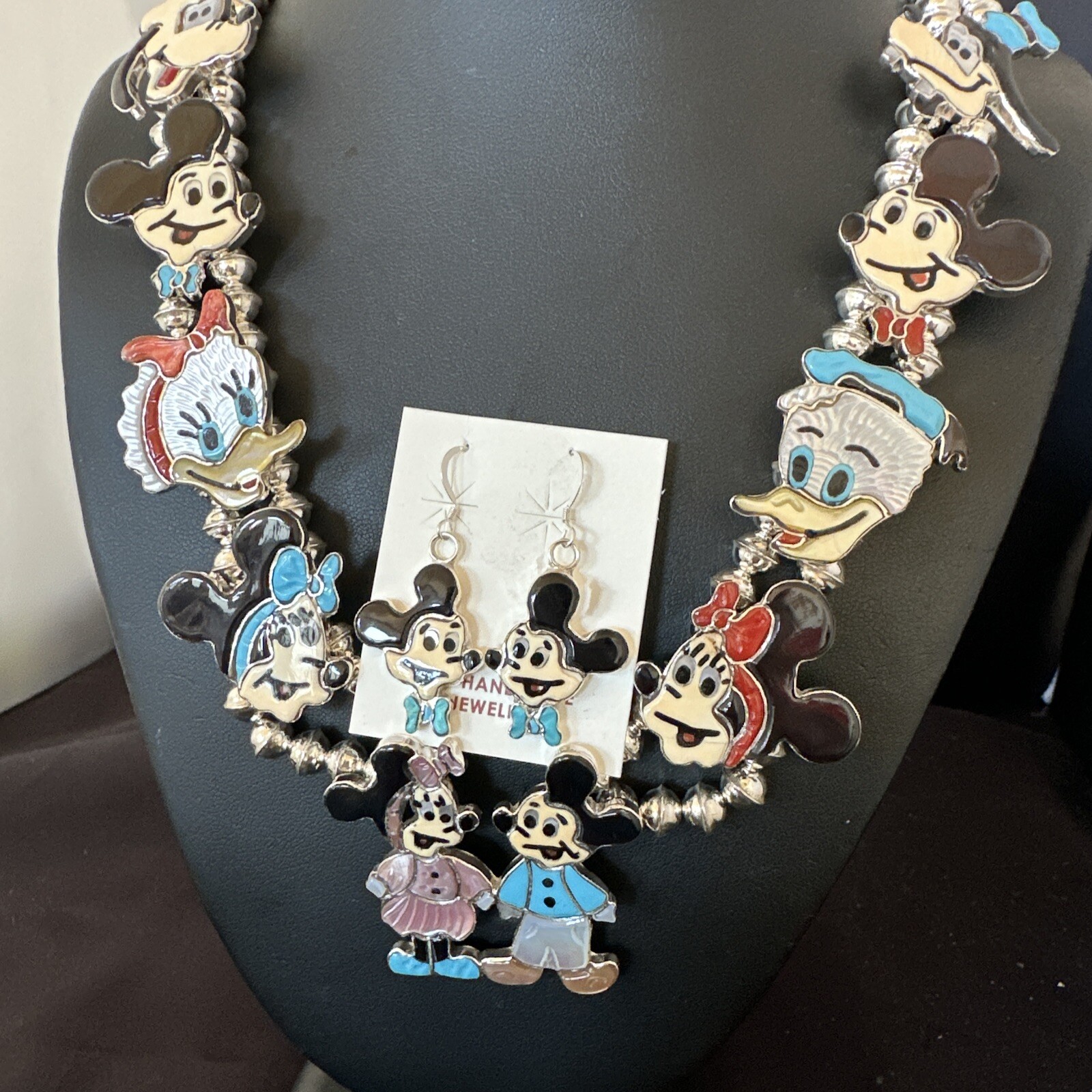 Mimi✳︎PLUIE Jewelry 2点set MICKEY MINNIE MOUSE ZUNI SQUASH BLOSSOM STERLING SILVER NECKLACE