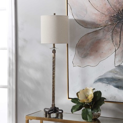 UTTERMOST 29690-1 PARNELL RUSTIC HAMMERED STEEL ANTIQUE BRASS PLATED BUFFET LAMP