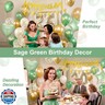 40th Sage Green Birthday Decorations, Boho Green White Gold Balloons Decorations for Girls, Happy 40 Birthday Party Supplies with Happy Birthday banner, Number Foil Balloon, Butterfly Cake Topper