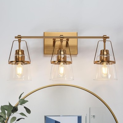 KSANA Gold Bathroom Light Fixture, 3Light Vanity Light with Op...