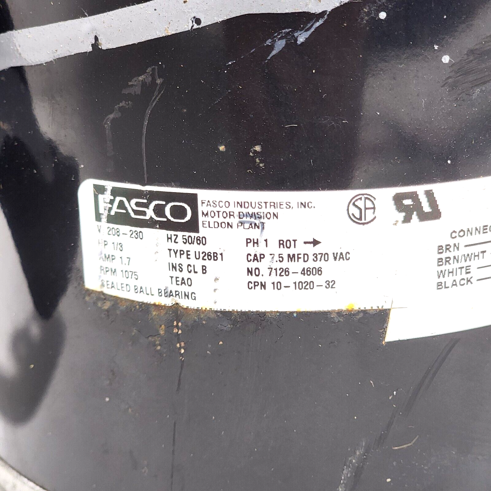 【7⑪】【7⑫】【fe28】 FASCO Furnace Blower Motor 7126-4606 7.5 370 208-230 | eBay