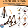Enhon Double Guitar Stand, Wood A Frame Acoustic Guitar Stand with Soft Foam Arms, Capo and 5 Celluloid Picks, Compatible with Cello, Mandolin, Bass, Banjo, Ukulele, Foldable and Easy to Assemble