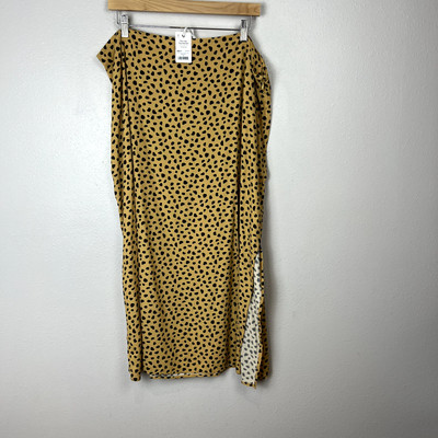 Marine Layer Ryan Slip Midi Skirt Cheetah Print Womens Size 14 Side Slit Y2K 90s