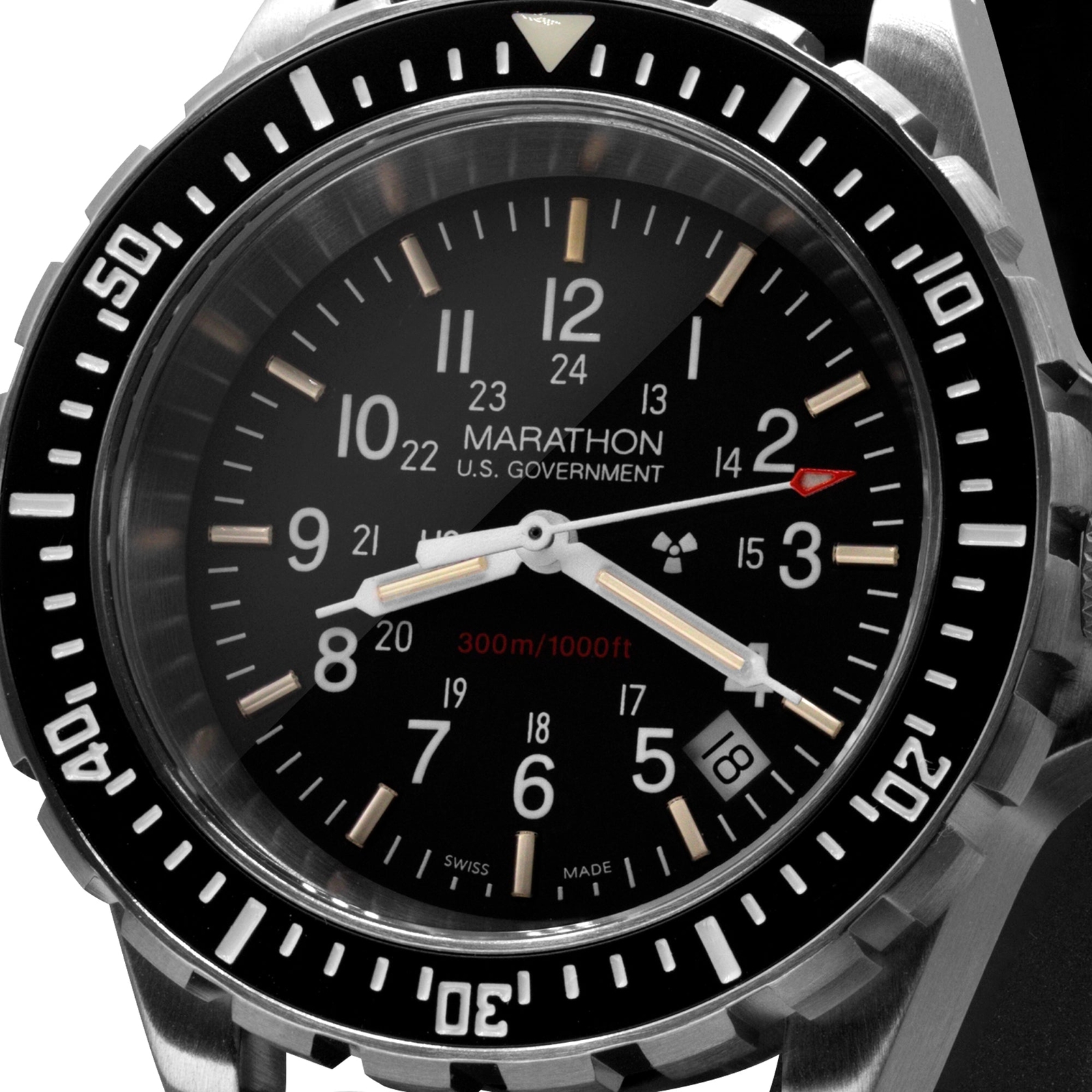 Pre-owned Marathon Military Tsar Dive Watch, Us Government Dial, Swiss Made, Iso 6425