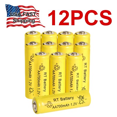 12 Pack 700mAh Ni-MH AA 1.2v Rechargeable Battery Solar Lights Batteries AA Size