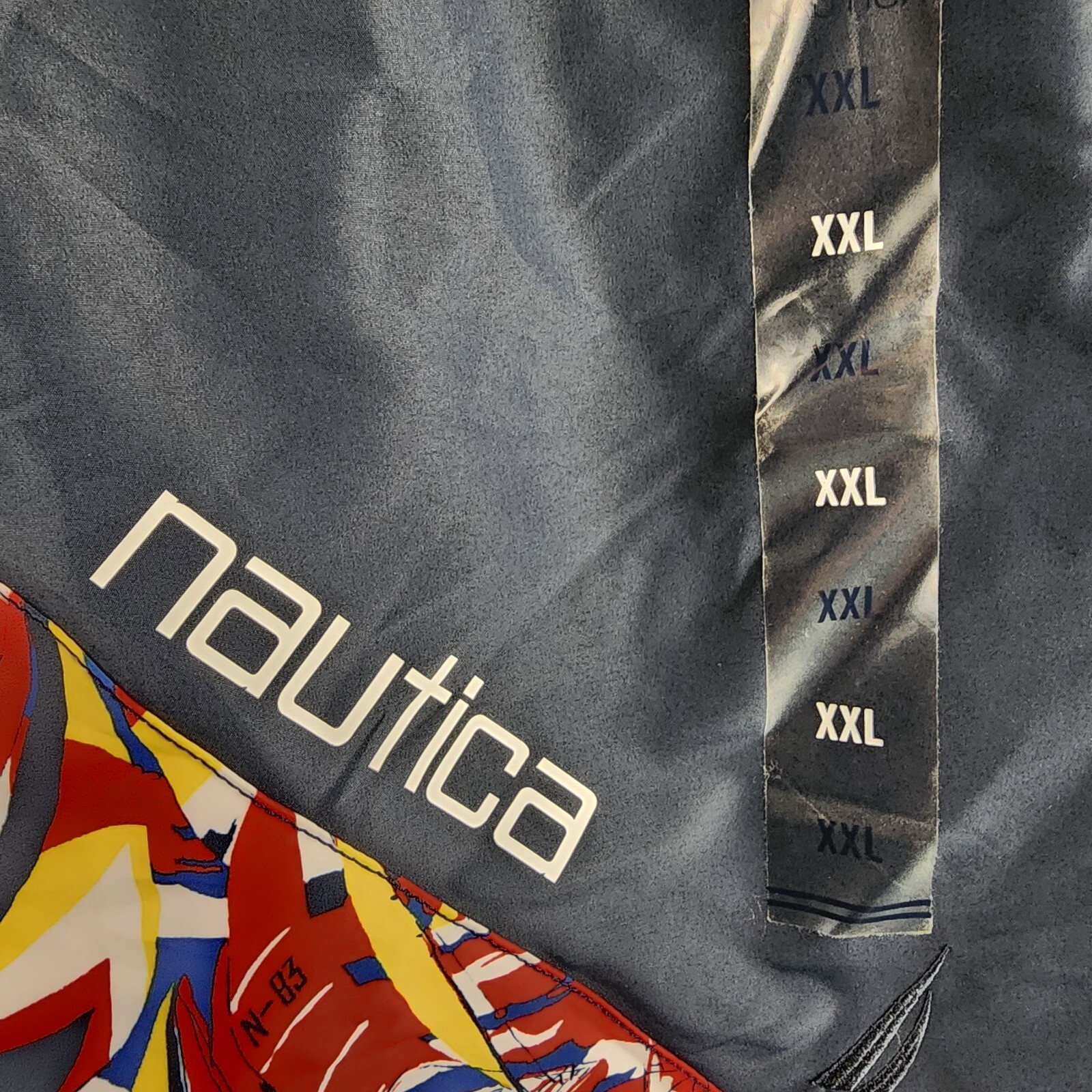 Nautica Heritage Diagonal Full Elastic Waist Swim Trunks Men's XXL Navy Multi - Picture 4 of 11