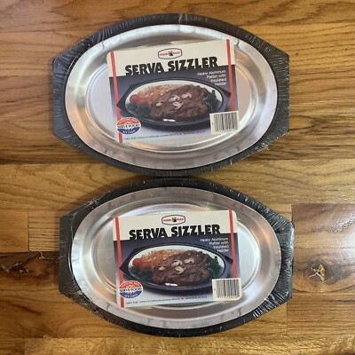 X2 Nordic Ware ''Serva-Sizzler'' Steak Platter w/ Holder Dishwasher Safe - New