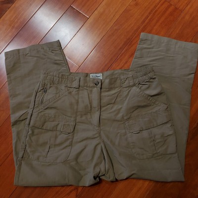 L.L. Bean Womens Medium Outdoor Hiking Multi-Pocket Beige Pants Capri