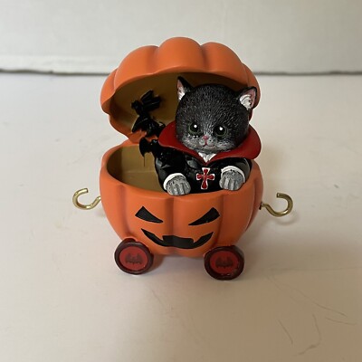 The Hamilton Love At First Bite #2 Halloween Train Cat Figurine of Kayomi Harai