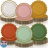 Tiangrid 96 Pcs Boho Paper Plates 9 Inch Gradient Scalloped Paper Disposable Dinner Dessert Plates for Birthday Wedding Bridal Party Supplies, 6 Colors