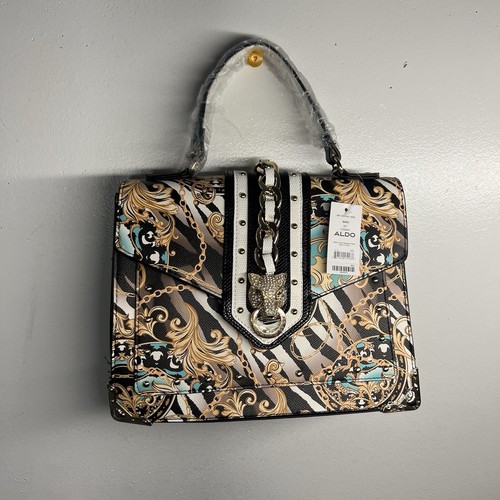 Aldo Baro Crossbody Purse with Top Handle Jeweled Cat Jaguar