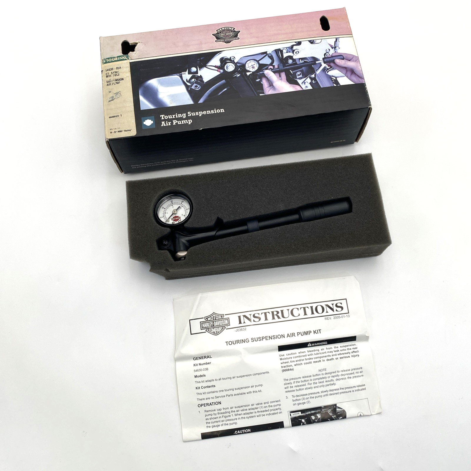 54630-03Aハーレーダビッドソン純正エアポンプキット　ショックアブソーバー oem Harley 54630-03A Suspension Shocks Manual Air Pump Tool