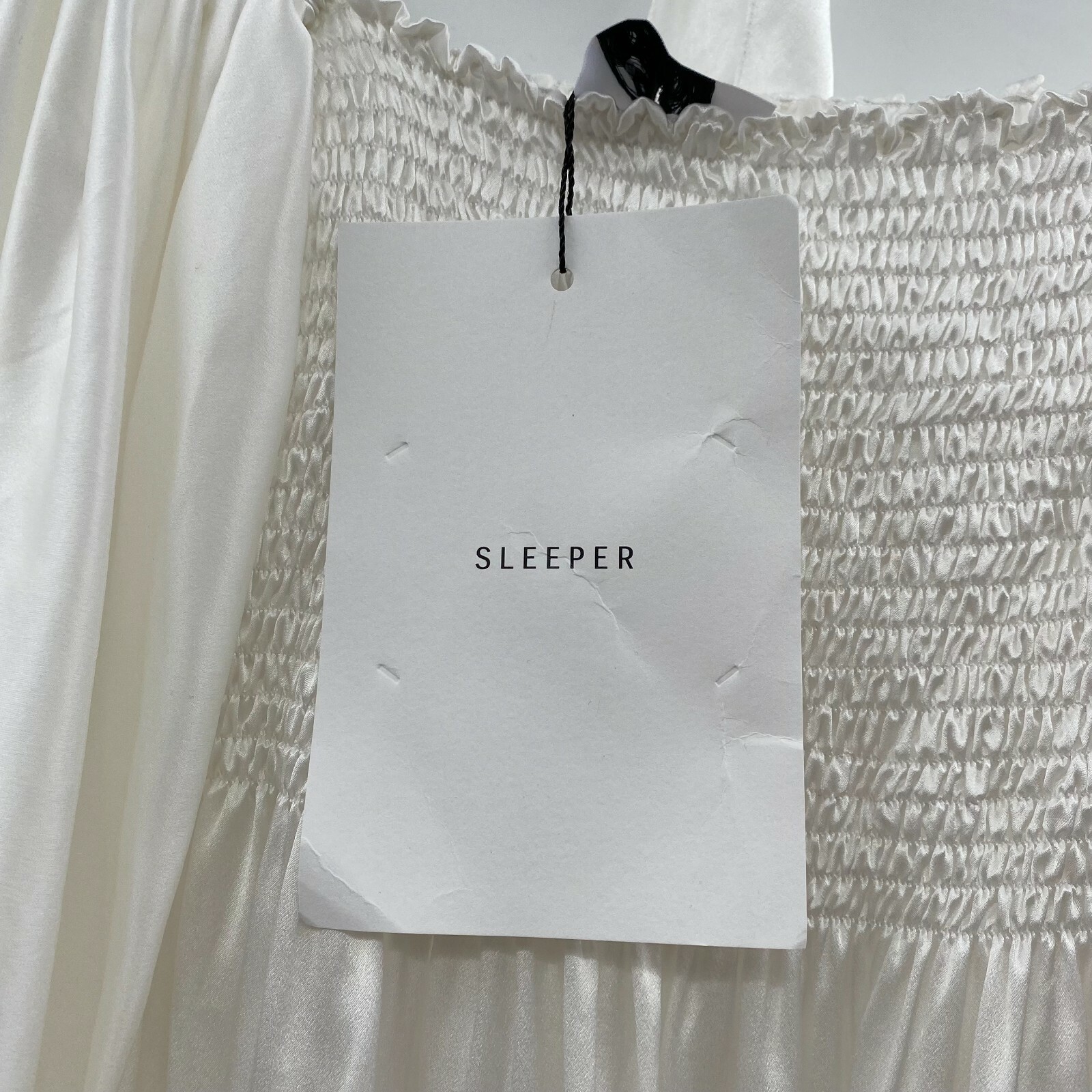 Pre-owned Sleeper Women's Atlanta Silk Lounge Dress White Smocked Body Size S $420