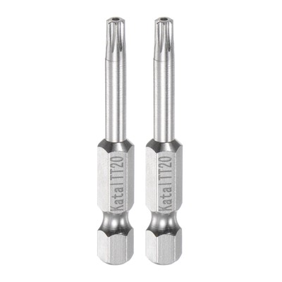 2pcs TT20 Magnetic Security Star 7 Point Screwdriver Bit 1/4'' Hex Shank 2''