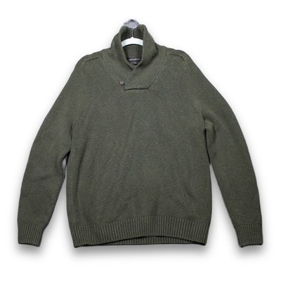 Banana Republic Mens Olive Green Shawl Collar Button Pullover Sweater Large