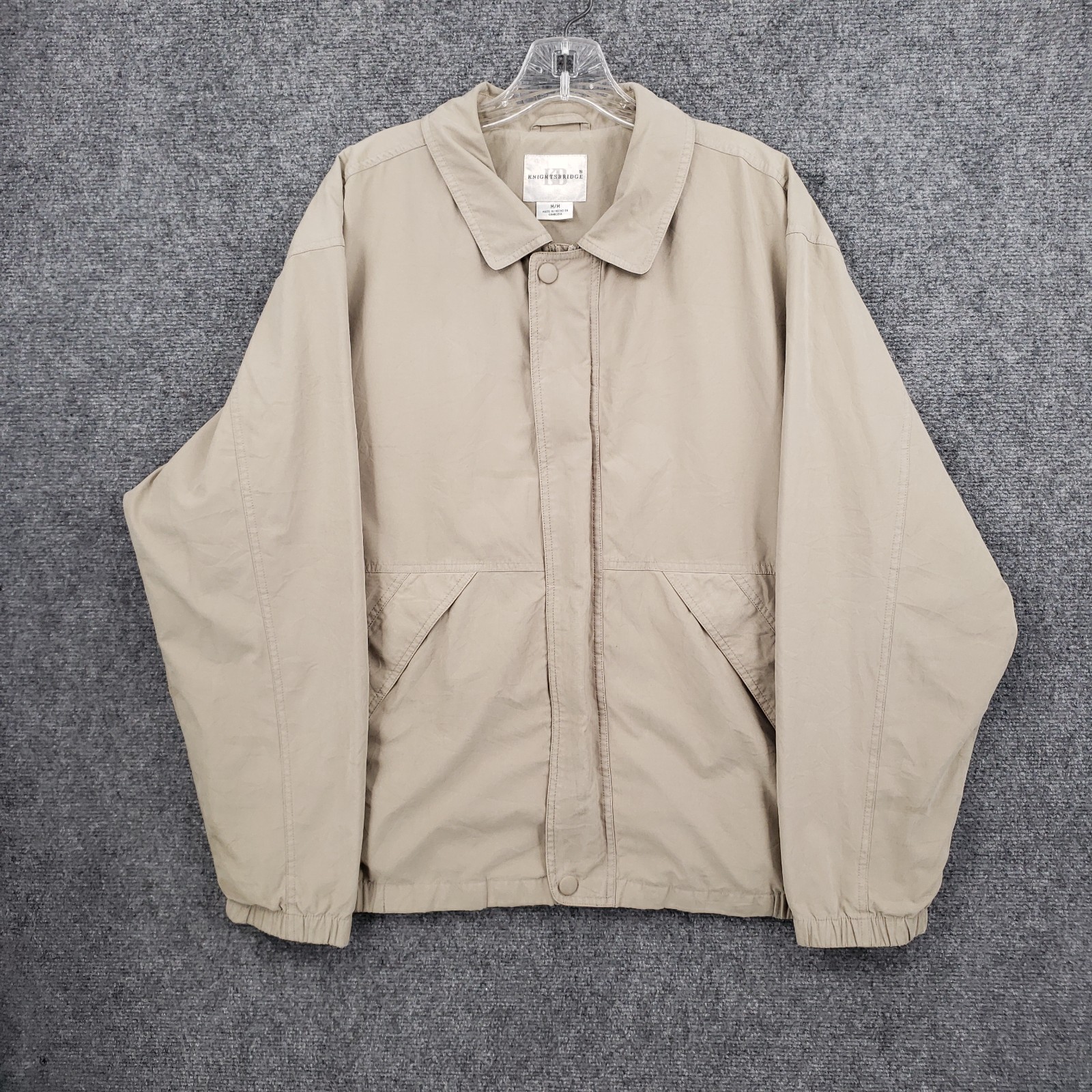 VINTAGE Knightsbridge Jacket Mens M Medium Khaki Bomber Lightweight Full Zip