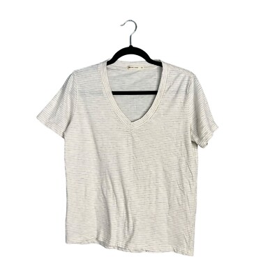 NWOT Marine Layer Women's V-Neck Striped Relaxed Fit Tee Boyfriend Boxy Loose XS