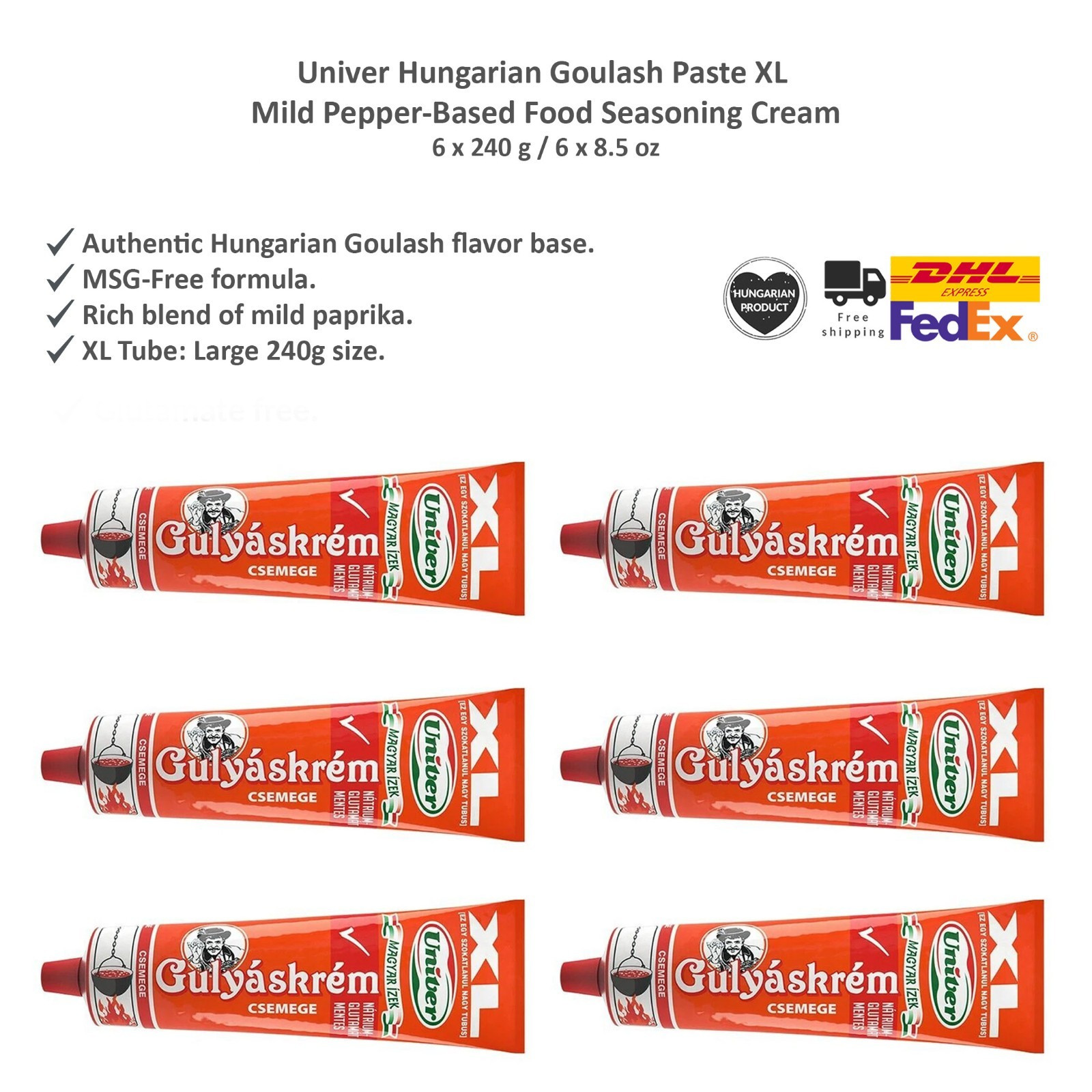 Univer Hungarian Goulash Paste XL Mild Pepper-Based Food Seasoning Cream 6x240g