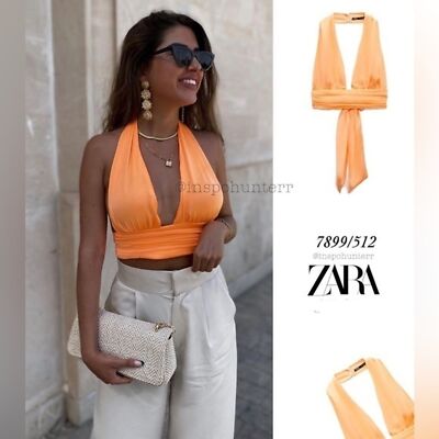 サラ　1207 Zara Limited Edition Crop Off-the-Shoulder Tie Detail Shirt