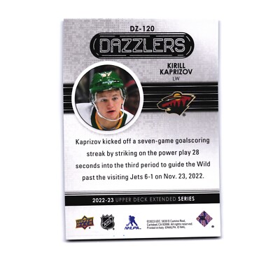 2022 Upper Deck Extended #DZ-120 Kirill Kaprizov Dazzlers Blue