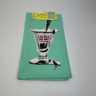 Blue Q Dish Towel Ice Cream I Go All The Way 100% Unbleached Cotton 12'' X 28''