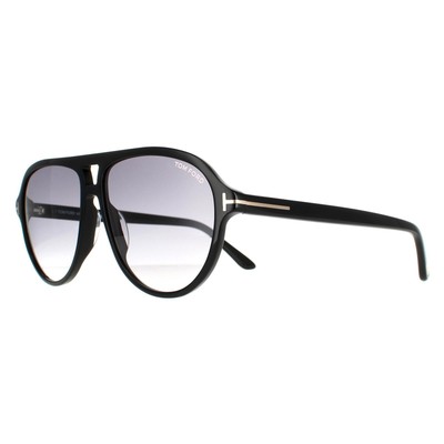 Pre-owned Tom Ford Sunglasses Ft0932 Jeffrey 01b Shiny Black Smoke Gradient In Gray