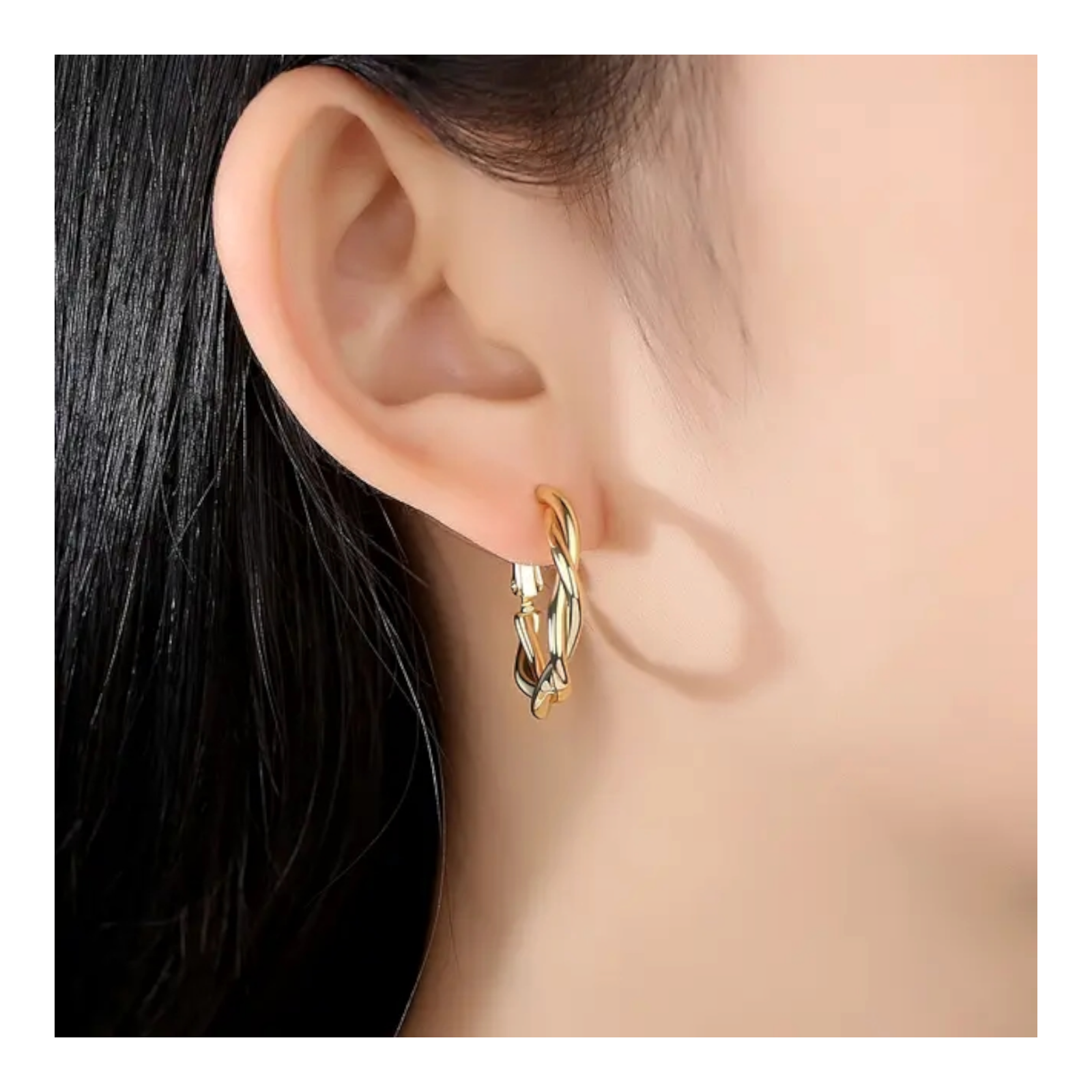 Gold Plated Medium Size Huggie Hoop Earrings Fashion Jewelry For Women