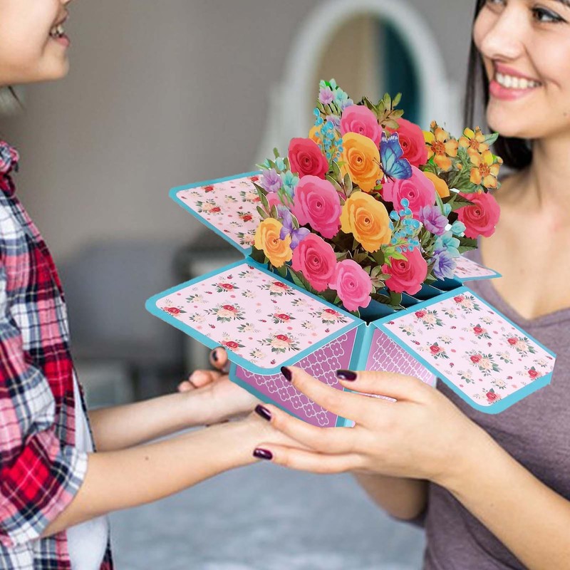 3D Bouquet Pop up Mothers Day Card, Birthday Gifts, Flowers Box Greeting Cards