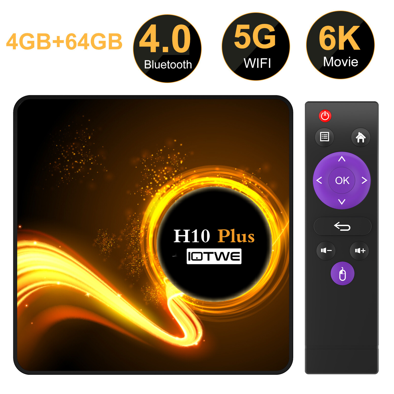 2023 New H10 Android 11.1 TV Box 4+ 128GB Quad Core HD Media Player WIFI HDMI