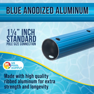 Pro 12ft Blue Anodized Aluminum Telescopic Swimming Pool Pole Adjustable 3 Piece