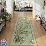 Vowkten Runner Rug Chinoiserie-Style Floral Vintage Kitchen Rugs Non Slip Washable with Rubber Backing Soft Carpet for Laundry, Bedroom, Bathroom, Green