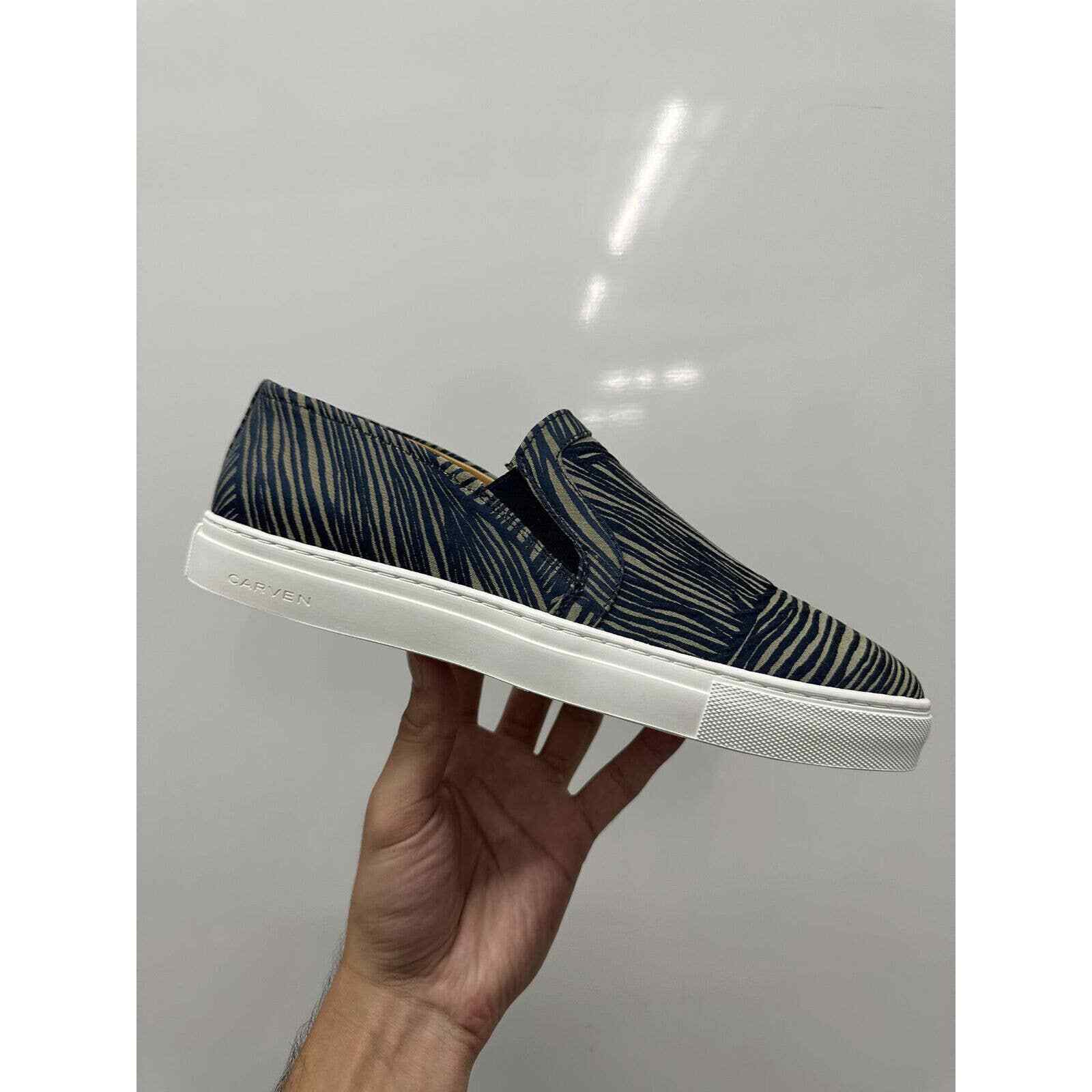 

Мужские слипоны в полоску Carven Bleu Amande 42 евро США 9, Синий