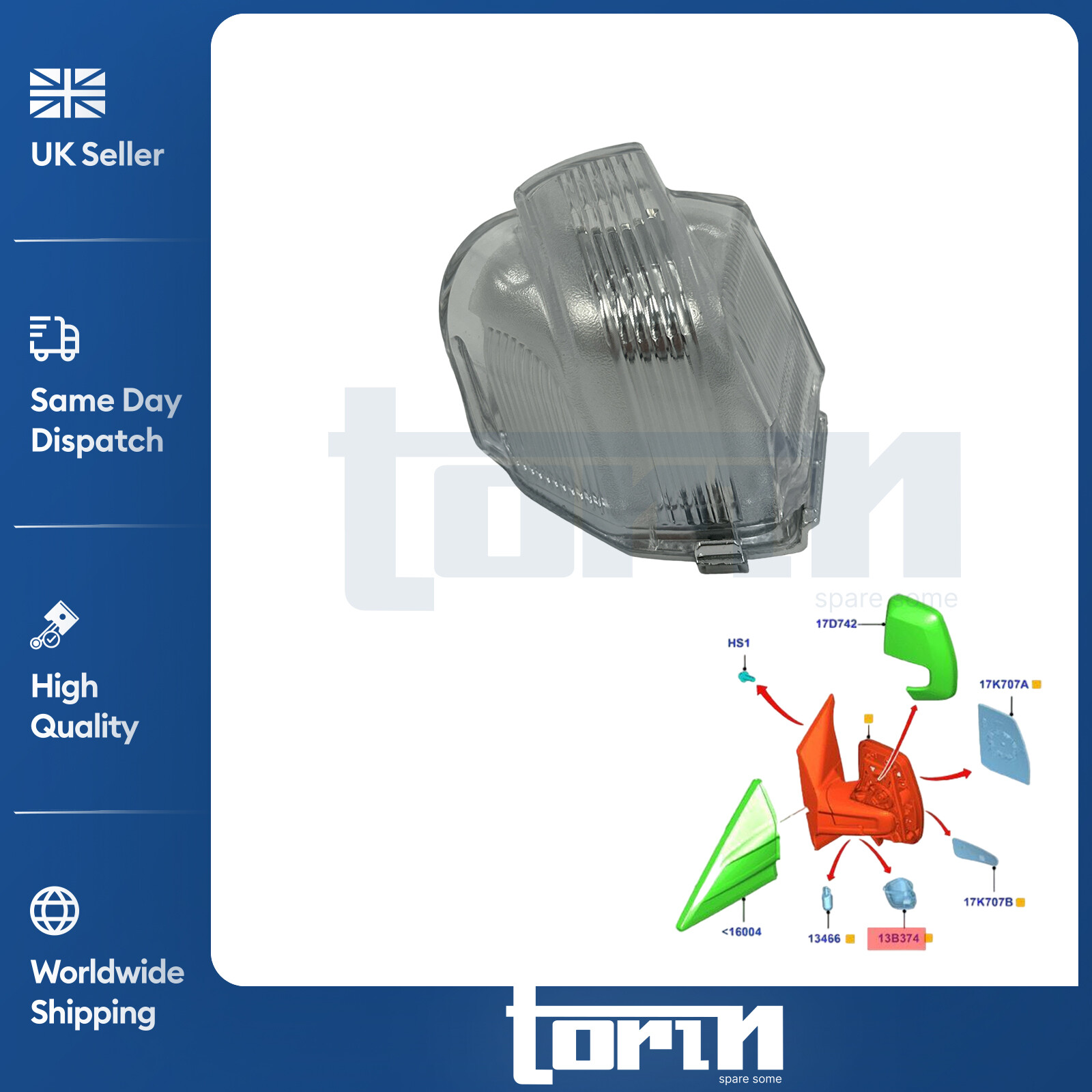 Wing Mirror Indicator Lens Clear Right For Ford Transit Custom 2012-On 1766579